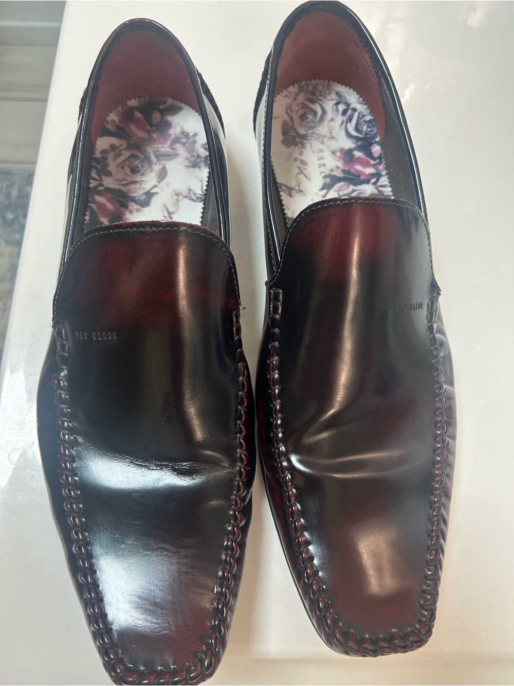 TED BAKER hand burnished square toe men’s loafers. Size 13. Hand stitched